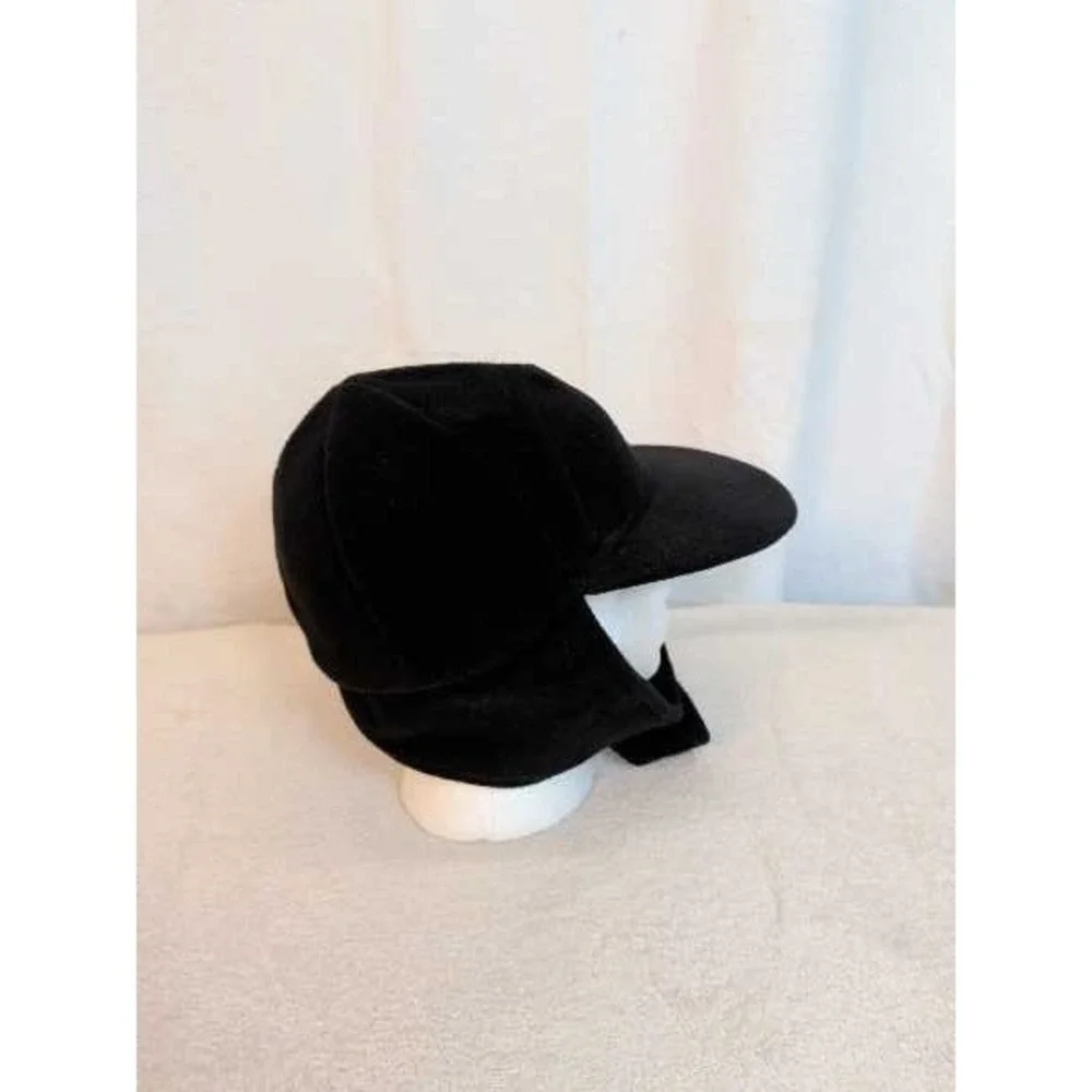 Black Fleece Trapper Hat Ear Flaps Baseball Cap Style Winter Warm Mens Hat